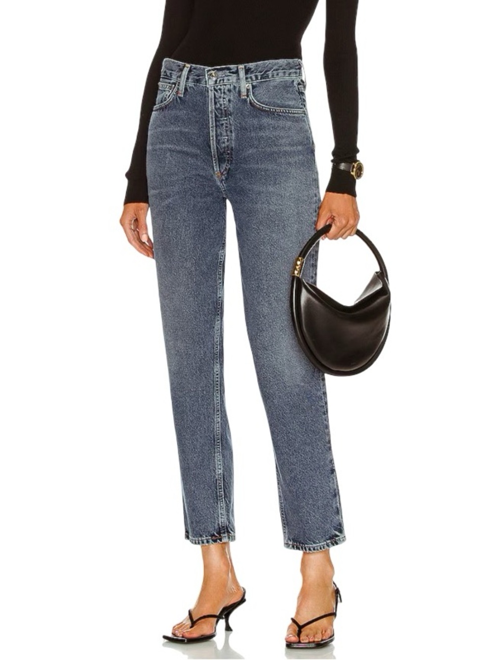 Agolde Fen Blue High Rise Relaxed Taper Denim Jeans Highway Wash Size 29 NEW NWT